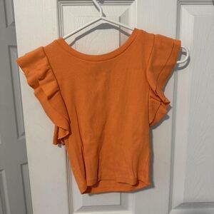Zara Orange Ruffled Crop Top